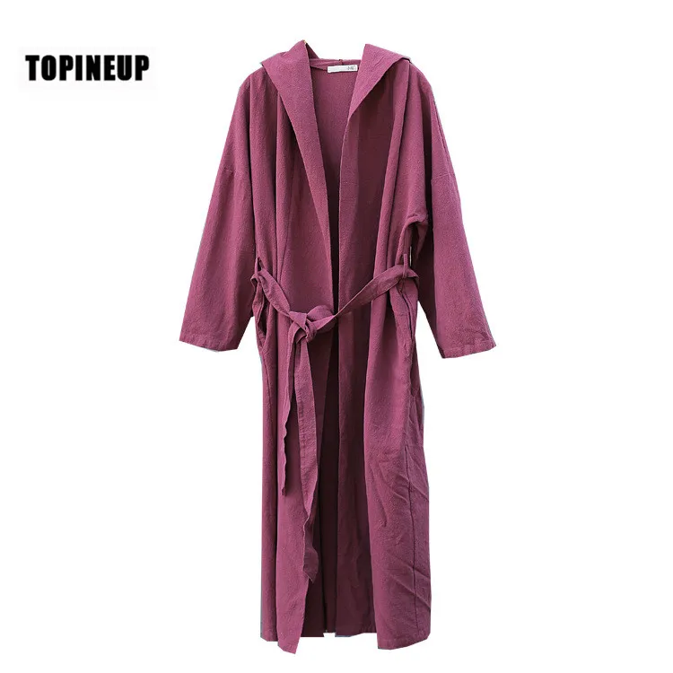 

Spring Autumn Cotton Linen Long Loose Blouse for Women Original Desgin Washed Linen Windshirt Coat with Belt Female Blouses
