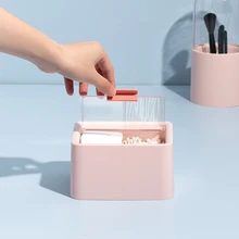 

045 Transparent cover double compartment cotton swab cosmetic cotton storage box accessories storage caset Container Organizer