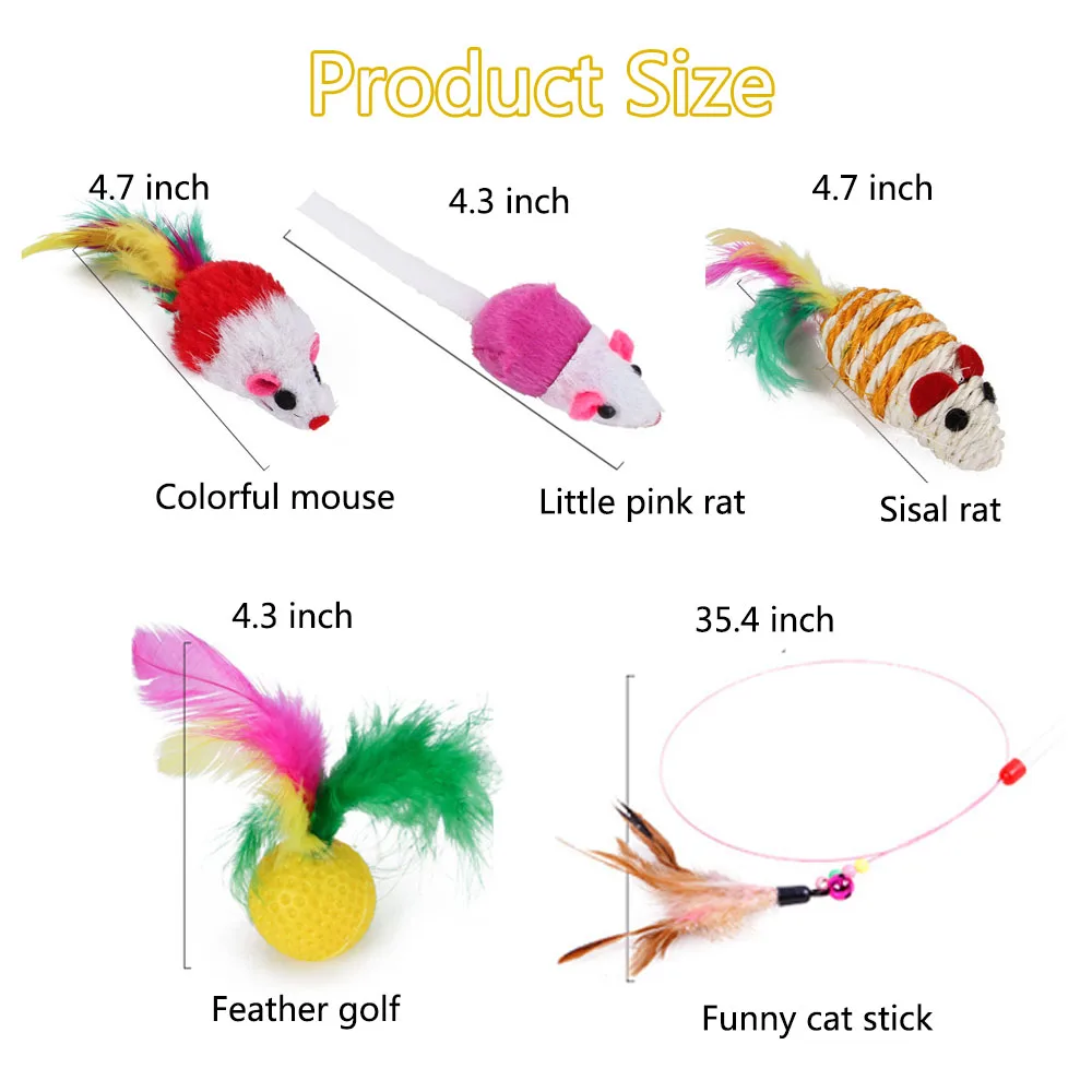 Kitten Toys Variety Pack-Pet Cat Toy Combination Set Cat Toy Funny Cat Stick Sisal Mouse Bell Ball Cat Supplies 20/21 Piece Set