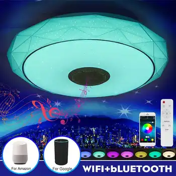 

110-245V wifi Led Ceiling Light With Remote Control bluetooth Speaker Modern App Dimmable RGB Music Lamp for Bedroom Livingroom