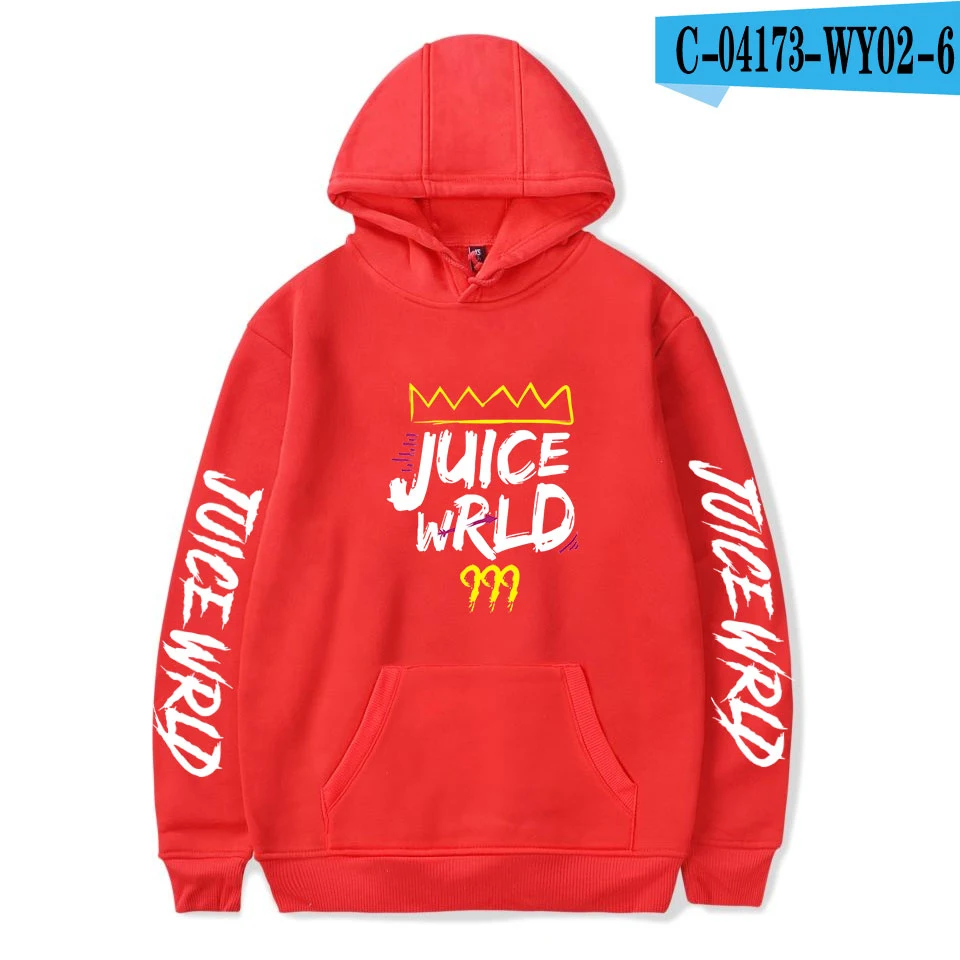 red Новые толстовки с принтом Juice WRLD для мужчин и женщин, толстовки с капюшоном в стиле хип-хоп, модные повседневные худи Juice WRLD для мальчиков и девочек, белые пуловеры - Цвет: red