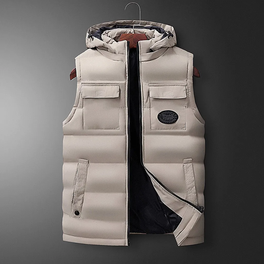 Новая модная мужская Осенняя зимняя куртка для альпинизма с капюшоном, однотонная верхняя одежда, жилет, куртка, топы, блузка - Цвет: 1 KH