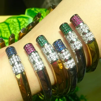 

missvikki Luxury New Elegant Stacks Open Bangle For Women Wedding Baguette Arabia Bangle Bridal brincos para as mulheres 2020