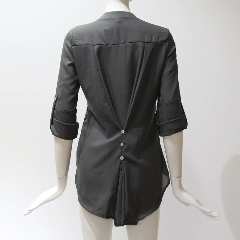 YMING модная шифоновая женская блузка плюс размер рубашки с длинными рукавами на пуговицах с v-образным вырезом женский топ вязанная крючком Женская Туника выше размера d Blusas