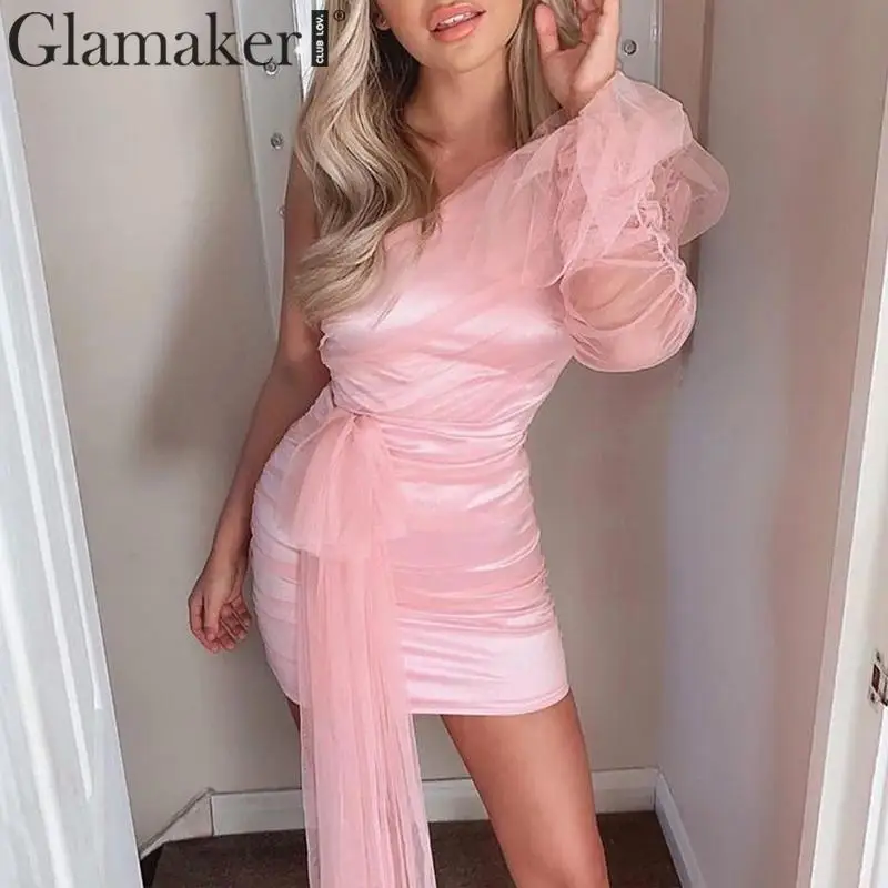 Glamaker сексуальное прозрачное Сетчатое Плиссированное короткое платье женское