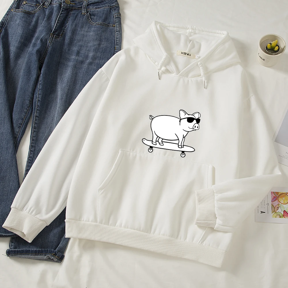 

Casual Loose Cotton Sweatshirt Pullover Oversize Thick Long Sleeves Shirt with Hoodie for Girl Hoodies Women Harajuku Students