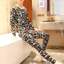 Новое модное термобелье мужское с круглым вырезом хлопок тонкий срез тонкий длинный комплект нижнего белья