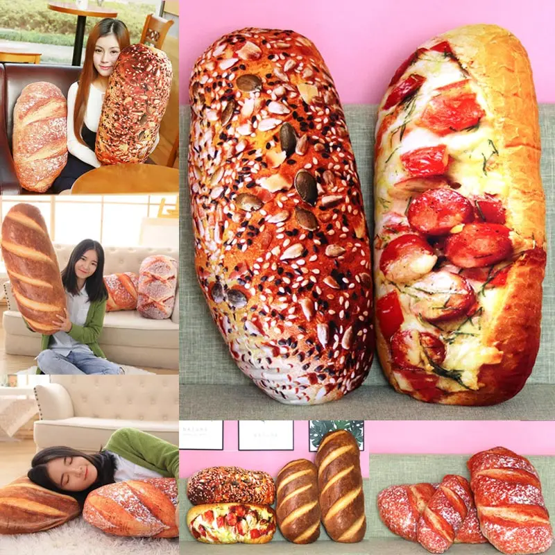 

3D Simulation Bread Shape Cushion Soft Lumbar Back Plush Stuffed Toy Snack Home Decor GQ999