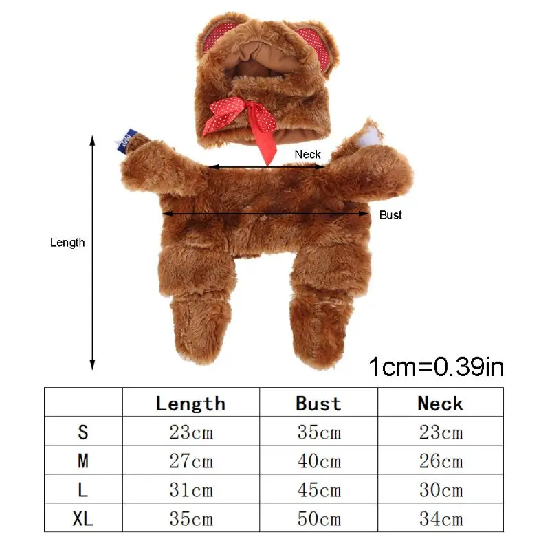 Рождественский костюм для собаки, теплый стоячий медведь, наряд для щенка, праздничный Декор