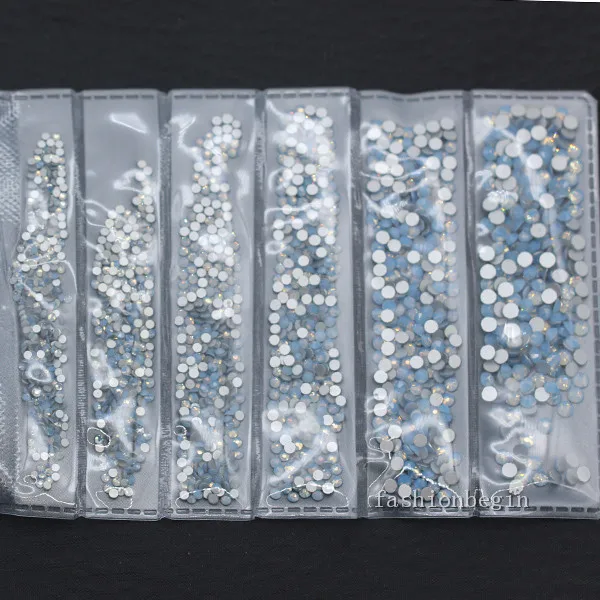 1728p многоцветные SS3 4 5 6 8 10 разноцветные стеклянные драгоценные камни с плоской задней стороной, не исправляемые хрустальные стразы для украшения ногтей, для макияжа глаз - Цвет: blue opal