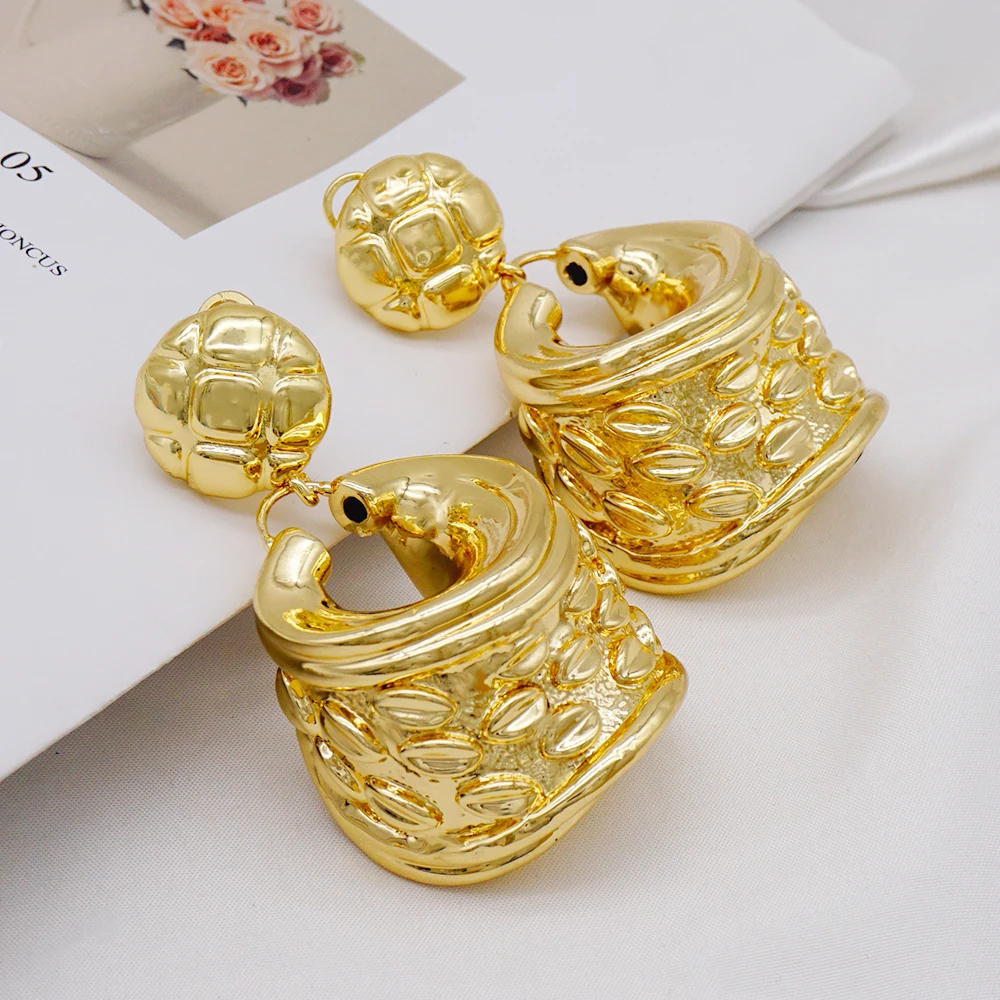 Jewelry Dangle Drop Earring Exquisite African Earrings For Women Party Wedding Jewelry Accessories Big Drop Gold Color Earring