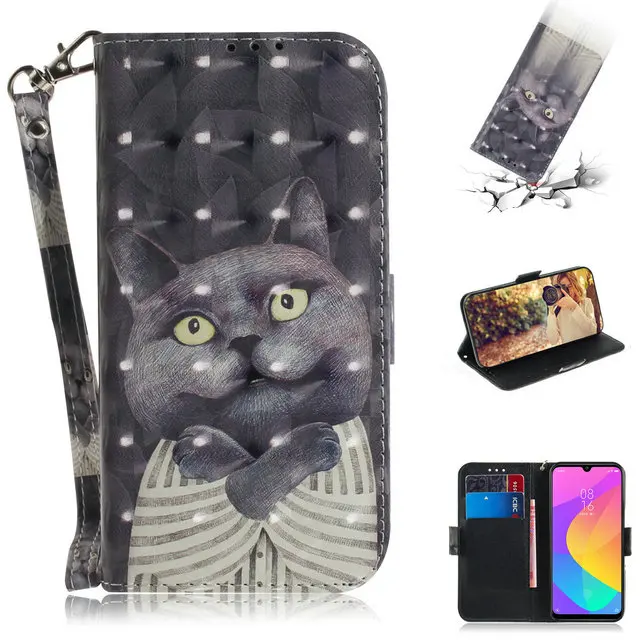 6,39 ''mi 9 Lite 9 Lite защитный чехол для Funda Xiaomi mi 9 Lite Fone чехол 3D милый чехол-кошелек с рисунком mi 9 Lite mi 9 Lite - Цвет: 2