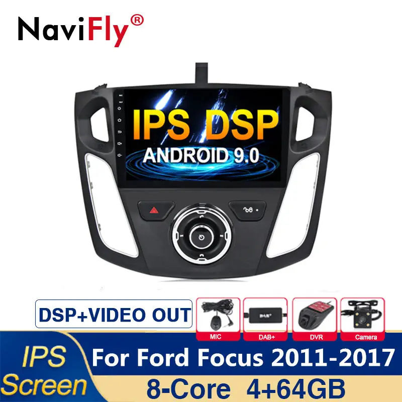 Мультимедийный проигрыватель для Ford focus 9 дюймов 8 ядер 4G Android 0 IPS DSP dvd радио