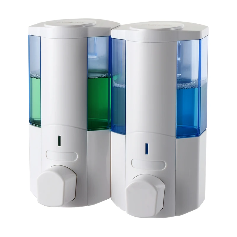 

SVAVO Manual Liquid Soap Dispenser Double Bottle 350ML*2 Commercial Soap Dispenser Wall mounted fro Kitchen Bathroom