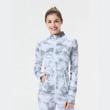 Женская камуфляжная спортивная куртка для бега и йоги, осенняя спортивная одежда с длинным рукавом