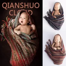 Модная одежда в народном стиле для фотосъемки новорожденных, милая полосатая одежда в стиле пэчворк, аксессуары для фотосессии