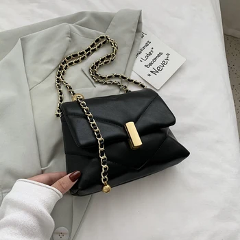 

High Sense Female Small Square Bag 2020 New Texture Messenger Bag Simple Western Style Chain Bag Luxury Shoulder Bags Designer