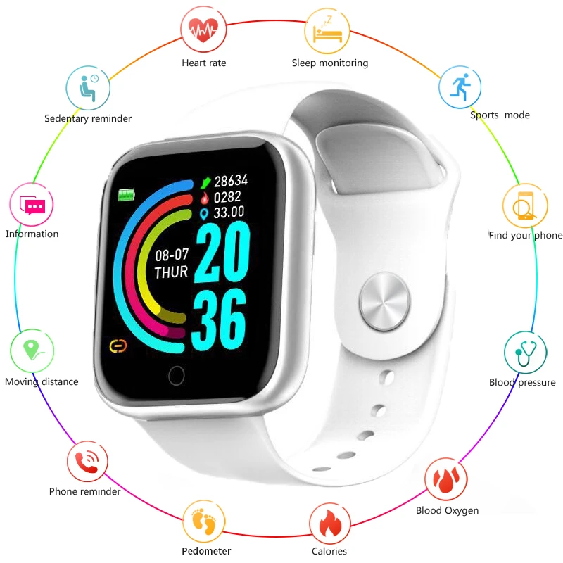 

Bluetooth Smart Watch Waterproof Sport Smartwatch Heart Rate Monitor Blood Pressure Tracker Fitness Wrist Watch For IOS Android