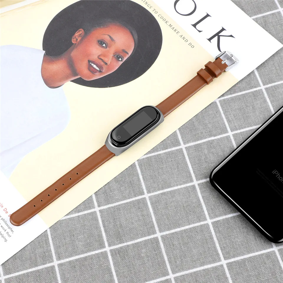 Essidi Geniue кожаный ремешок для Xiaomi Mi 3 4 смарт-Браслет Ремешок Замена для Xiaomi Mi 3 4 Смарт-часы
