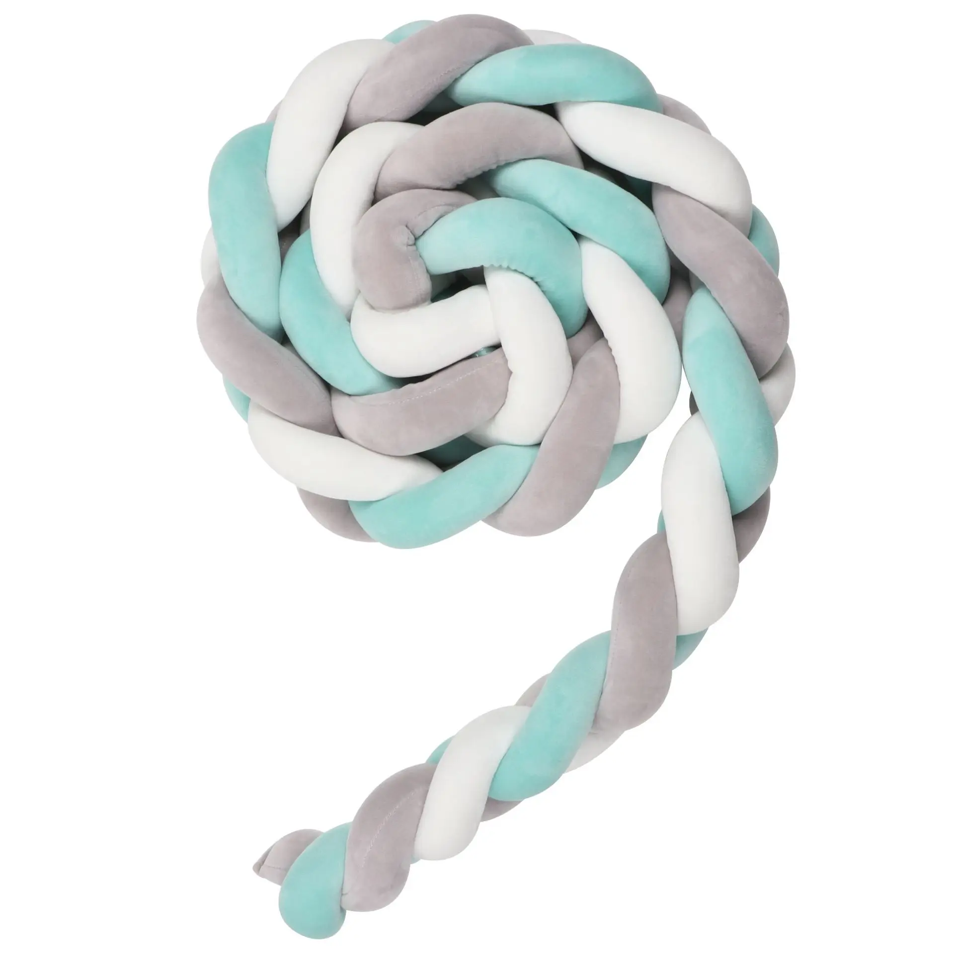 2M white grey blue 1 м, 2 м, бампер для новорожденной кровати, чистый тканый плюшевый узел, бампер для кроватки, детская кровать, защита для кроватки, декоративная подушка для детской комнаты - Цвет: 2M white grey blue