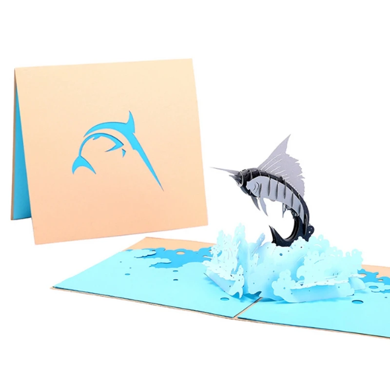  Swordfish Greeting Cards Handmade Birthday Wedding Invitation 3D Pop Up Card New - 4000112932441