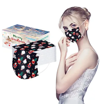 

50Pcs Disposable Mask Christmas Colorful Mascarilla Mascarar Dustproof Face Shields Industrial 3ply Ear Loop Masque Mondkapjes