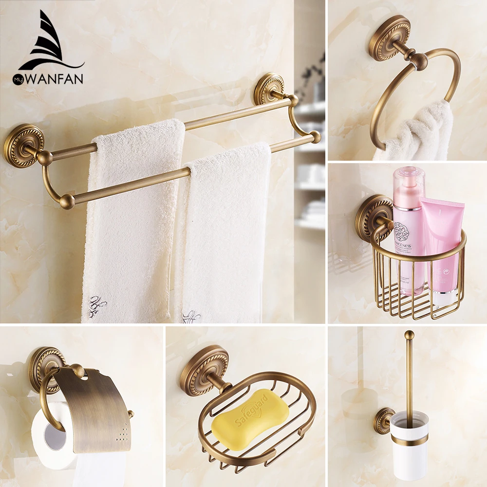 Badezimmer-Zubehör, Badezimmer-Zubehör-Set, Antike Farbe, Toilettenpapierhalter, Kleiderbügel, Handtücher, Taschentücher, Tasse, Wandmontage, Hj-1300F