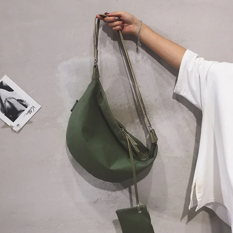 

Bag Women's 2019 New Style Japanese Korean INS Canvas Bag Literature And Art College Student Class Shoulder Bag Dumpling Bag
