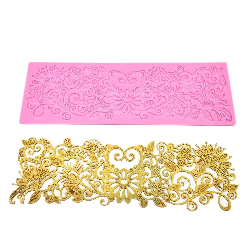 

Silicone Edible Flower Rattan Lace Cake Silicone Embossing Mat Fondant Candy Imprint Mold Decorating Mold