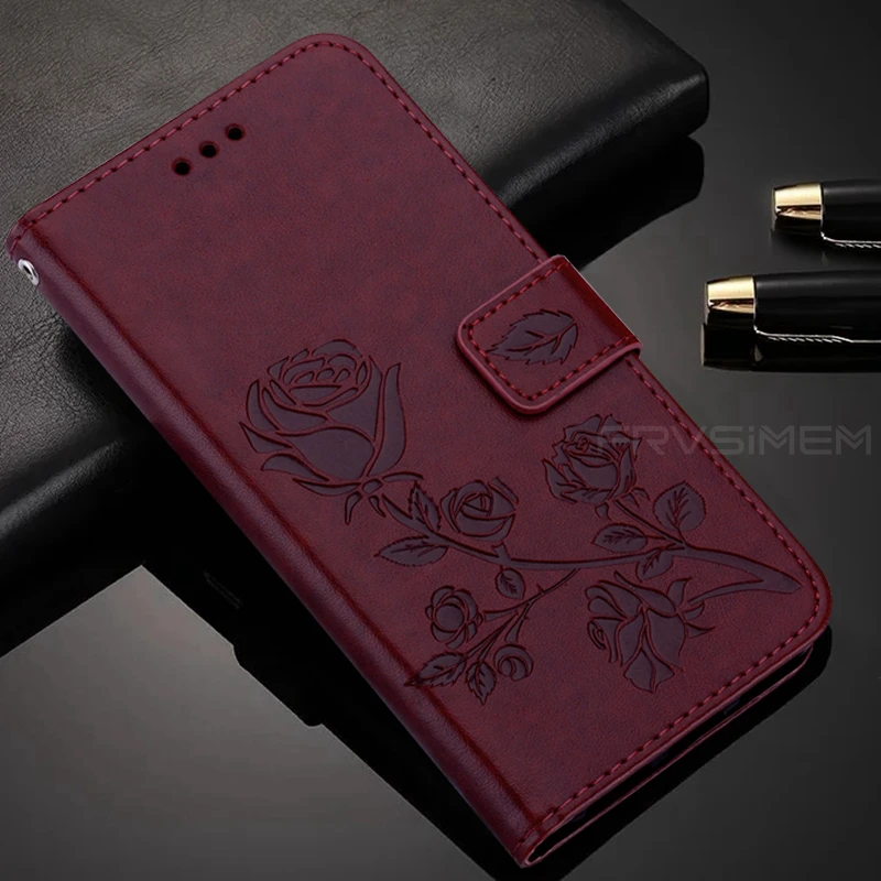 Кожаный чехол-бумажник с откидной крышкой для huawei P20 P30 Pro Lite P Smart P Smart Z Plus, цветочный чехол Y5 Y6 Y7 Y9 Prime - Цвет: Brown