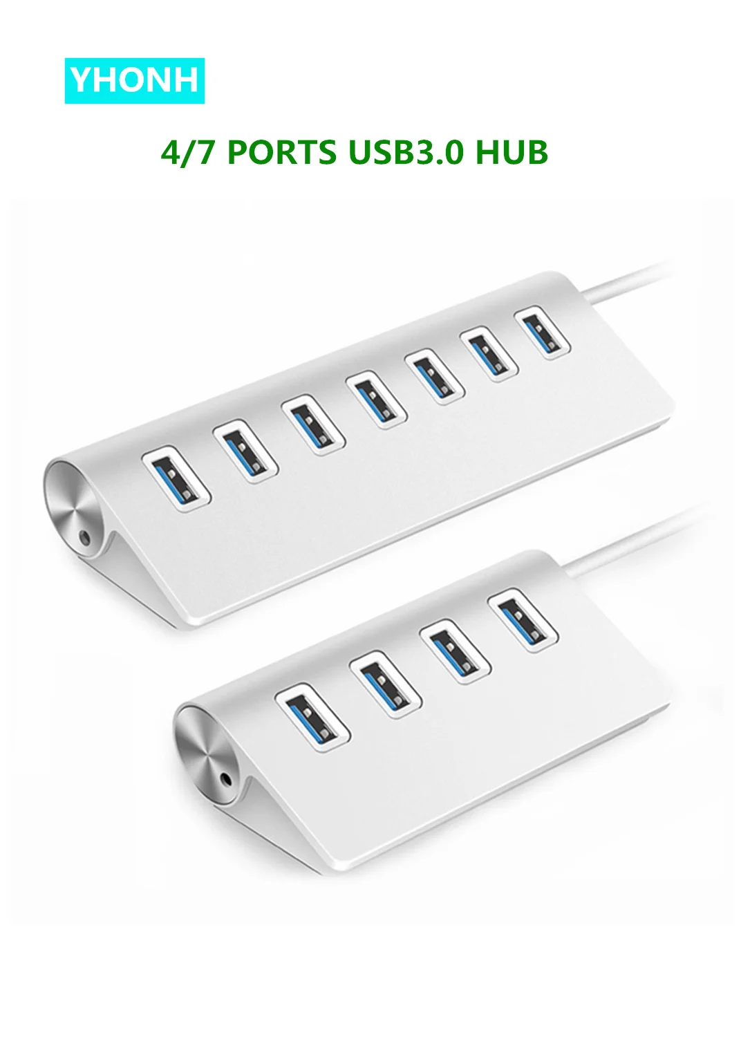 Aluminum Alloy 4/7 Port USB3.0 Hub High Speed Cool Light High Quality For Multi-Device Computer Laptop Micro SD
