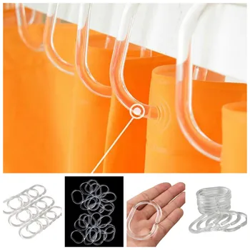 

24Pcs Transparent Bendable Plastic C Shape Elliptic Hanging Shower Curtain Rings Bathroom Curtains Accessories Home Use Clips LC