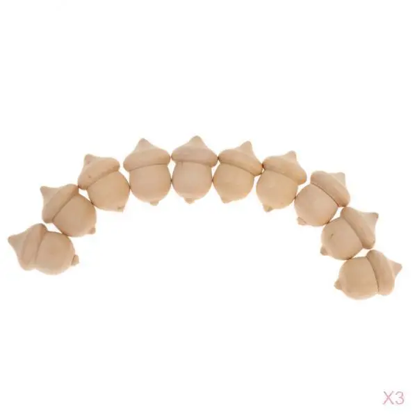 30pcs Novelty Wooden Acorns DIY Unfinished Wood Craft Wedding Decoration