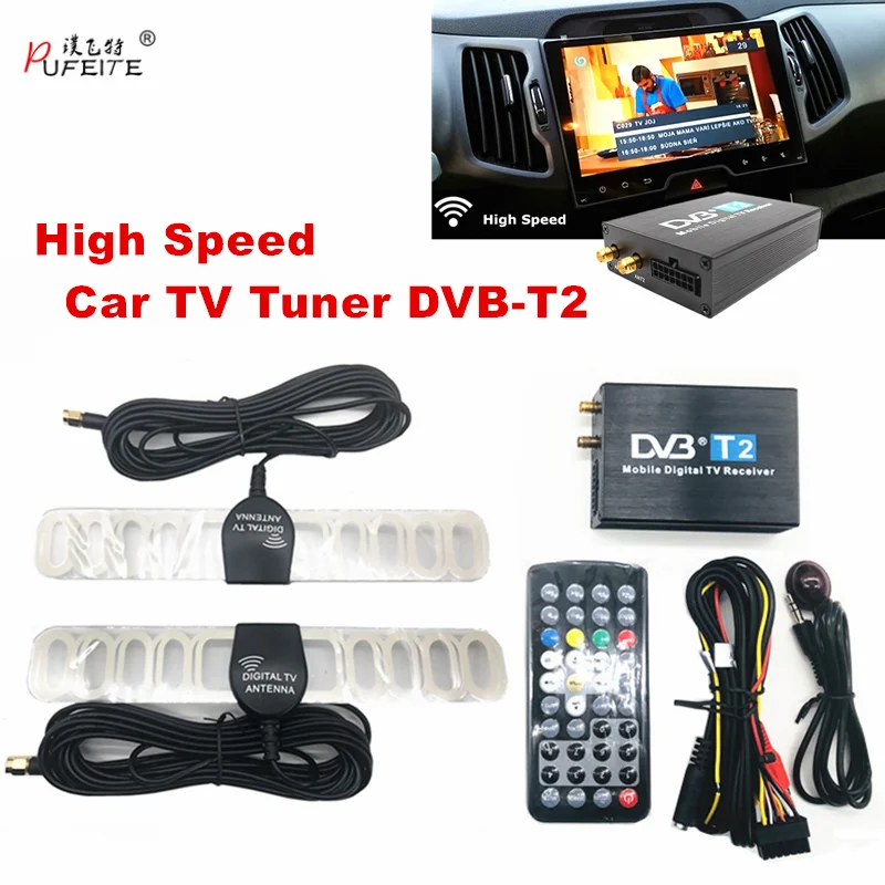 Digitale Auto Tv Tuner DVB T2 Doos 120 Km/h Dvbt2 Tuners 2 Antenne