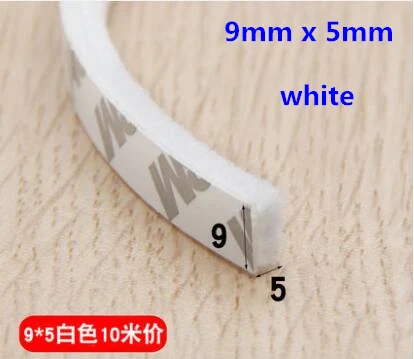 white 9mmx5mm 10 м самоклеящаяся дверная уплотнительная лента для окон ветростойкая щетка полоса windown защитная лента для двери с защитой от ворса окна - Цвет: white 9mmx5mm