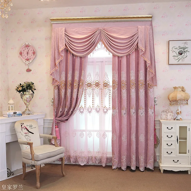 

New European-style Chenille Embroidery Shading Curtains for Living Dining Room Bedroom.