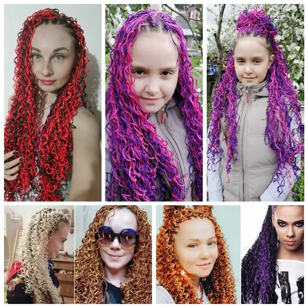 Mtmei Hair ZiZi Braids Hair 28"48Strands Synthetic Crochet Braids Green Purple Pink Blonde Grey Box for Daily Party