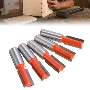 

5pcs Flutes Bearing Straight Woodworking Cutter 1/2 Shank Worktop Router Cutter Bit Wood Template Milling Cut Drill Bit