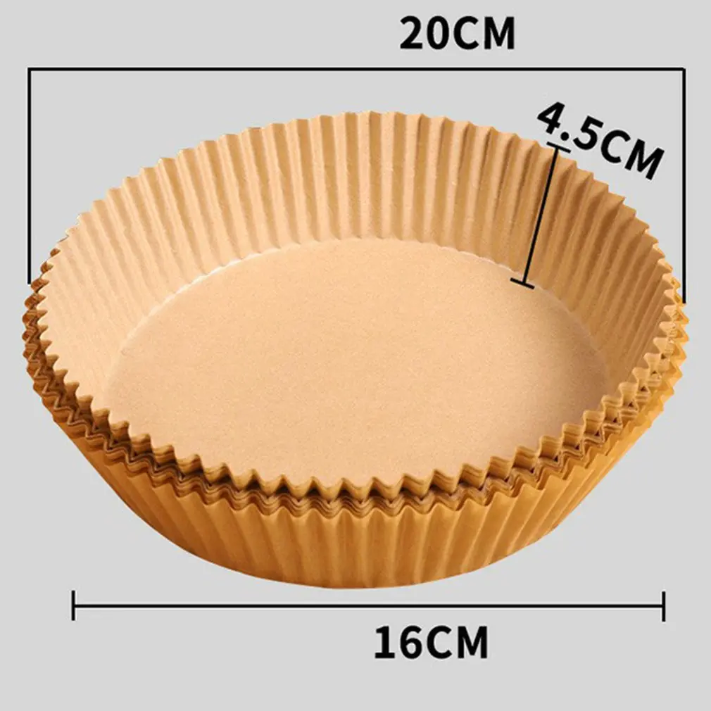 50Ppcs Air Fryer Round Liners 16cm Non-Stick Mat Parchment Paper Bamboo Steamer Steaming Basket Paper Disposable Baking
