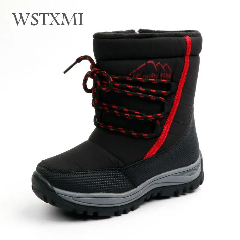 

Winter Kids Boots Little Boys Boots Mid-calf Fashion Girls High Snow Boots Cloth Waterproof Shoes Plush Warm Black Children Boot