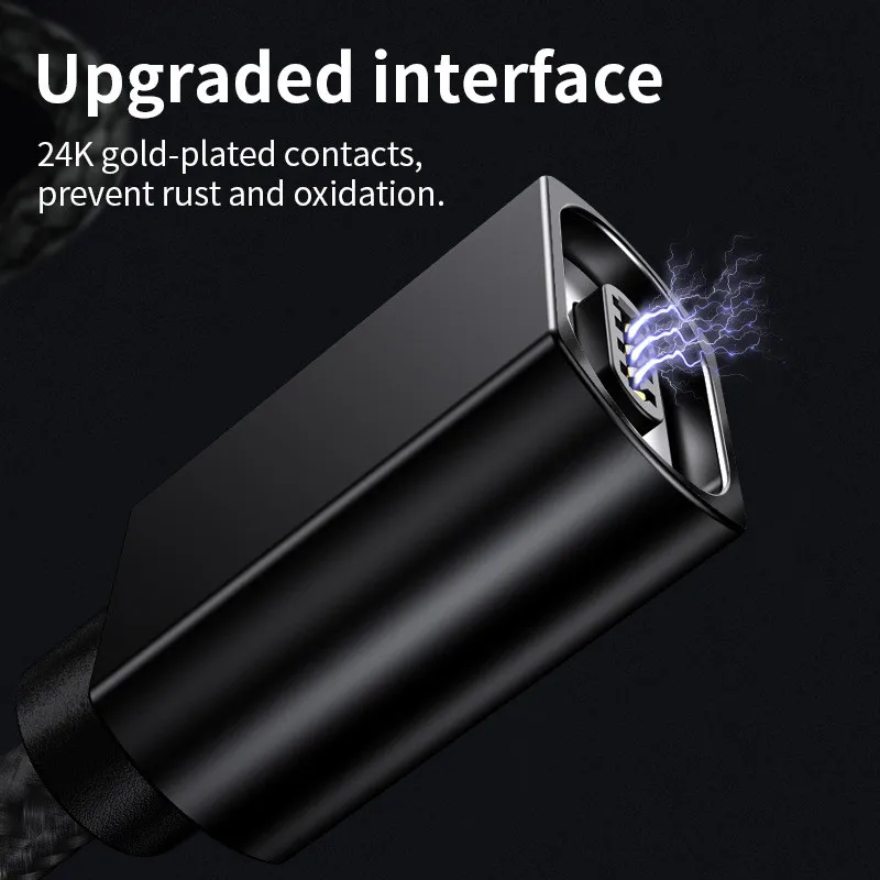 Магнитный Micro USB кабель для iPhone samsung 3A, кабель для быстрой зарядки и передачи данных, Магнитный зарядный кабель usb type C, 1 м, 2 м, кабель для мобильного телефона