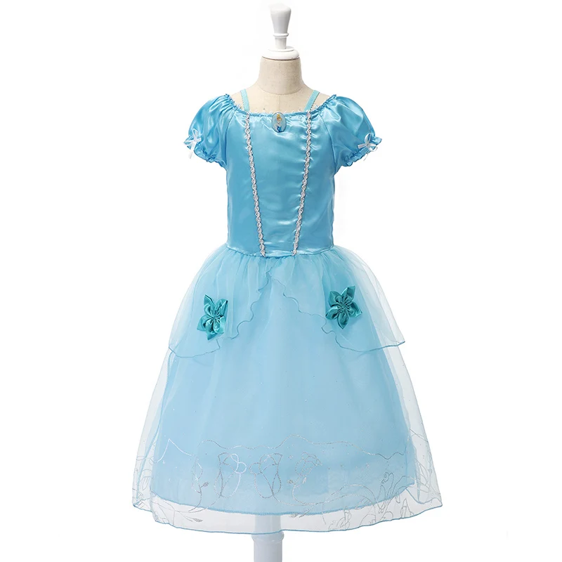 07 Cinderella Детские вечерние платья на Хэллоуин для маленьких девочек; платье принцессы Белоснежки, Рапунцель, Ариэль, Белль, Аврора, София, Золушка, единорог, жасмин; нарядное платье - Цвет: 07 Cinderella