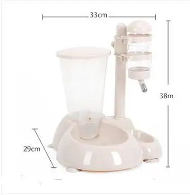 beige 2bowl C Автоматический фонтан для воды для кошек, не мокрый рот, миска для питья для собак, кошек, домашних животных, питьевой фонтан с зерном, ведро для хранения pf102305 - Цвет: beige 2bowl C