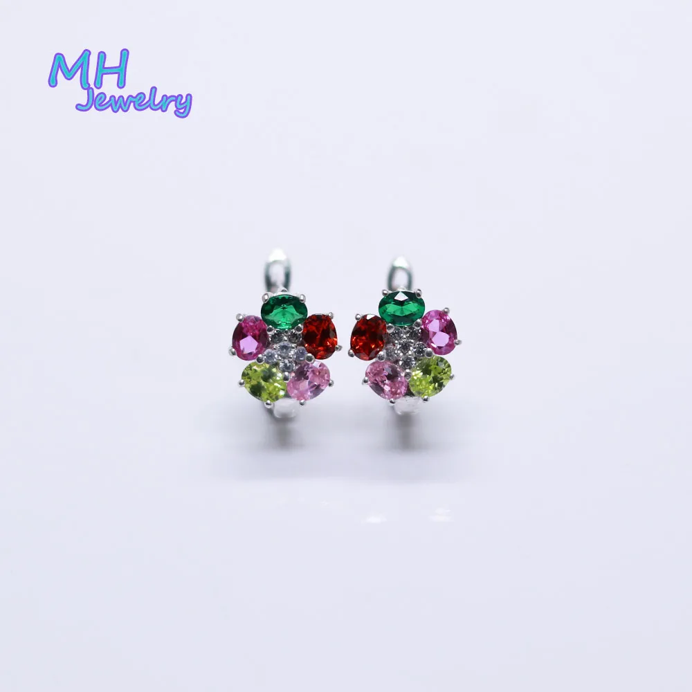 

Серьги женские из серебра 925 пробы, с разноцветным цирконием