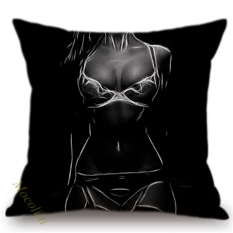 Black Sexy Art Dreaming Woman Design Throw Pillows Case Sexy Ass Butt Cotton Linen Home Decoration Room Sofa Chair Cushion Cover K167-11