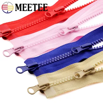 

Meetee 2pcs 80/90/100/120/150cm Resin Double Silders Zipper Open-End Auto Lock Two-way Double Open Zip for Down Jacket DIY Sew
