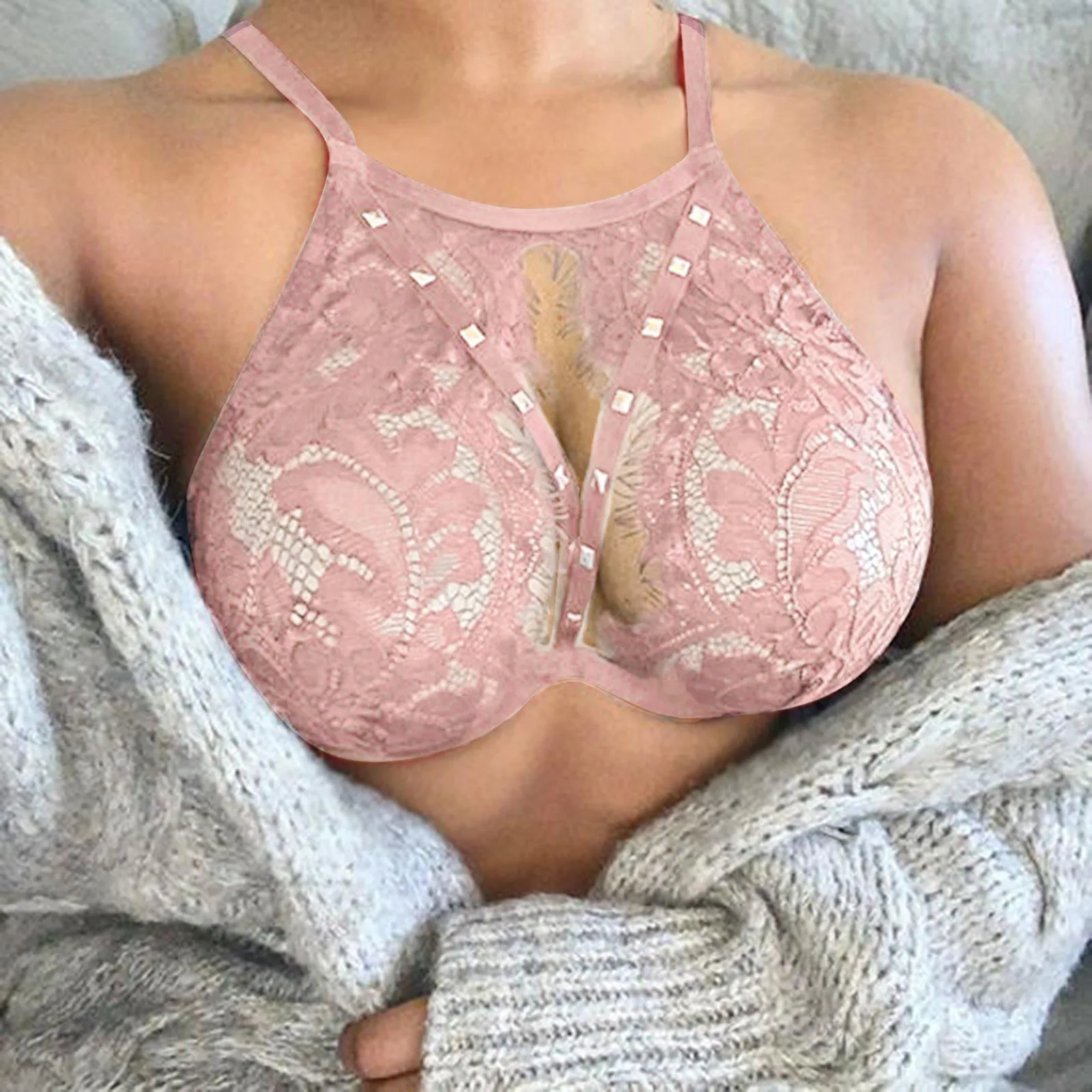 Retro Push Up Bra Underwear Women Solid Color Hollow Lace Sexy Lingerie Sexy Full Cup Garter Bras 7 Colors Пояс Для Чулок