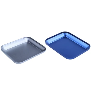 

2Pcs Useful Aluminum Alloy Screw Tray with netic Pad for Rc Model Phone Car Repair Tool - Blue & Silver