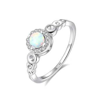 

MetJakt S925 Sterling Silver Opal Micro-Inlaid Zircon Fashion All-match Atmosphere Women's Ring