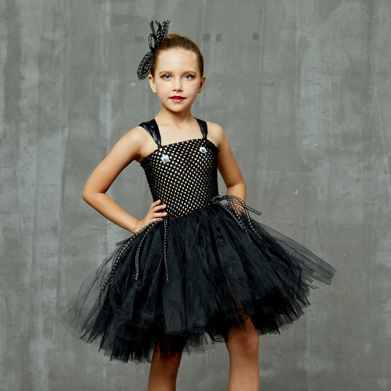 Silly Spider Tutu Dress for Girls Halloween Carnival Party Costume Kids Black Arachnid Animal Dress with Hair Clip Cosplay Dress (3)